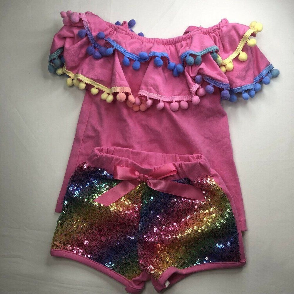 32.Rainbow 2 Piece Casual Short Set For 12 to 18 months Baby Girl/ Outfit